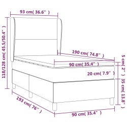 vidaXL Giroletto a Molle con Materasso Grigio Scuro 90x190 cm Tessuto