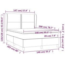 Giroletto a Molle con Materasso Crema 140x200 cm in Tessuto