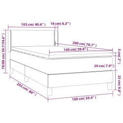 vidaXL Giroletto a Molle con Materasso Grigio Scuro 100x200 cm Tessuto