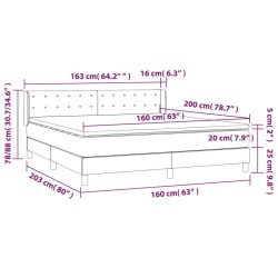 Giroletto a Molle con Materasso Nero 160x200 cm in Velluto