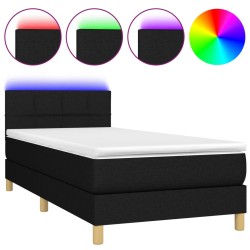 vidaXL Letto a Molle con Materasso e LED Nero 100x200 cm in Tessuto