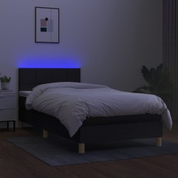 vidaXL Letto a Molle con Materasso e LED Nero 100x200 cm in Tessuto