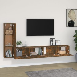 vidaXL Set Mobili Porta TV 3 pz Rovere Fumo in Legno Multistrato