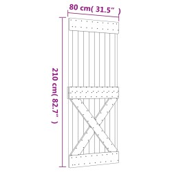 vidaXL Porta Scorrevole con Set Hardware 80x210 cm Legno Massello Pino