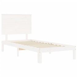 vidaXL Giroletto con Testiera Bianco 100x200 cm in Legno Massello