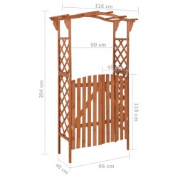 vidaXL Pergolato con Cancello 116x40x204 cm Legno di Abete Massello