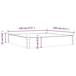 vidaXL Fioriera Rialzata Giardino Fodera 120x120x25cm Massello Abete