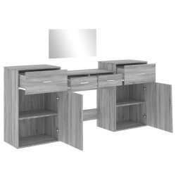 vidaXL Set da Toeletta 4 pz Grigio Sonoma in Legno Multistrato