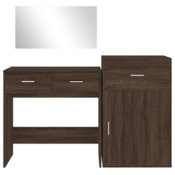 vidaXL Set da Toeletta 3 pz Rovere Marrone in Legno Multistrato