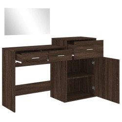 vidaXL Set da Toeletta 3 pz Rovere Marrone in Legno Multistrato