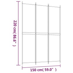 vidaXL Divisorio a 3 Pannelli bianco 150x220 cm in Tessuto