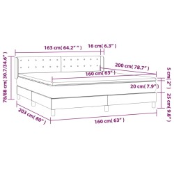 vidaXL Giroletto a Molle con Materasso Crema 160x200 cm in Tessuto