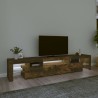 vidaXL Mobile Porta TV con Luci LED Rovere Fumo 215x36,5x40 cm