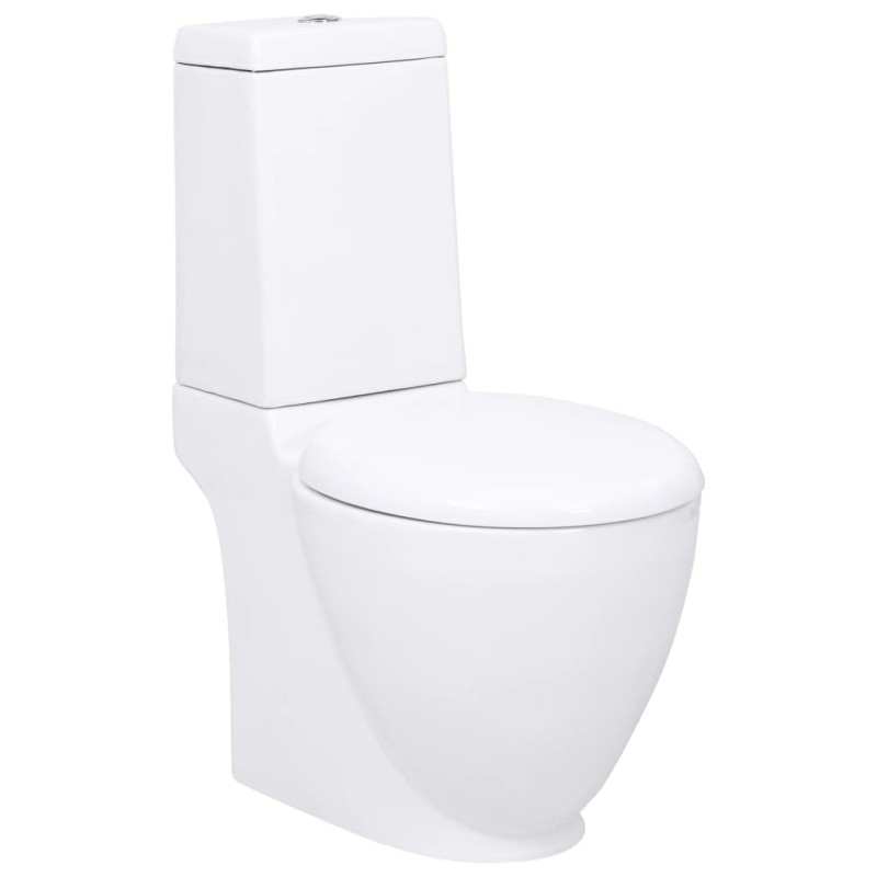 vidaXL Vaso WC in Ceramica Base con Scarico Dietro Bianco