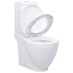 vidaXL Vaso WC in Ceramica Base con Scarico Dietro Bianco