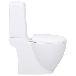 vidaXL Vaso WC in Ceramica Base con Scarico Dietro Bianco