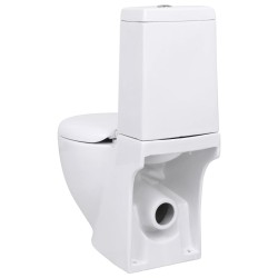 vidaXL Vaso WC in Ceramica Base con Scarico Dietro Bianco