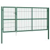 vidaXL Cancello di Recinzione con Paletti 350x140 cm in Acciaio Verde