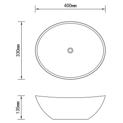 vidaXL Lavello in Ceramica di Lusso Bianco Ovale 40 x 33 cm