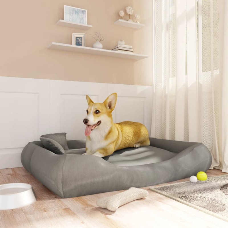 Cuccia per Cani con Cuscini Grigio 115x100x20 cm Tessuto Oxford