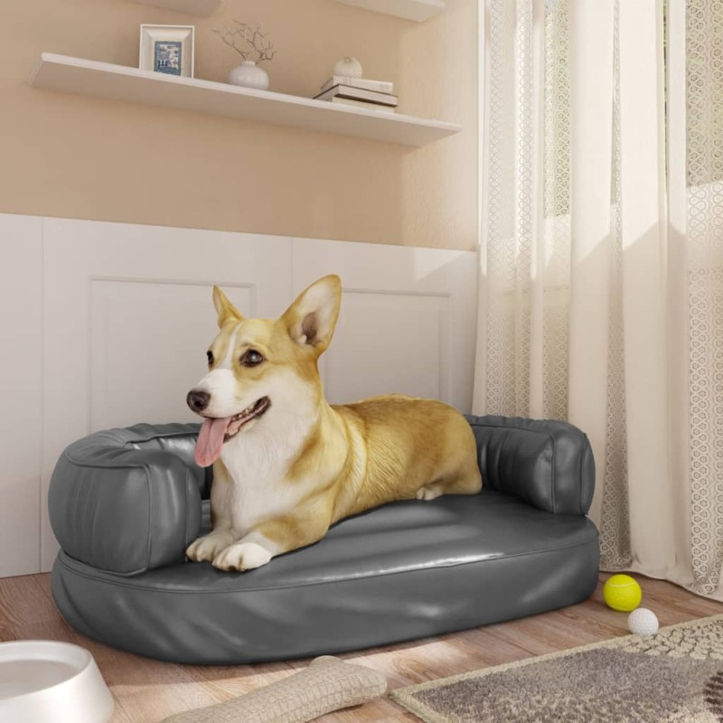 vidaXL Letto Cani Ergonomico Gommapiuma Grigio 60x42 cm in Similpelle