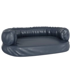 vidaXL Letto Cani Ergonomico Gommapiuma Blu Scuro 75x53 cm Similpelle