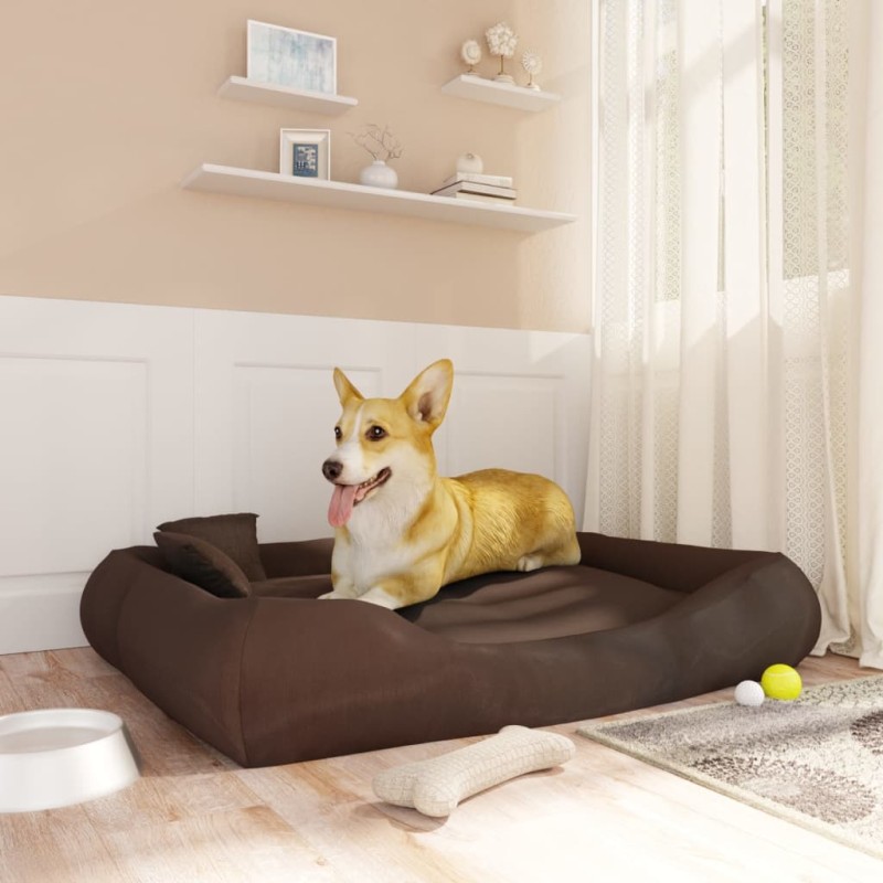 Cuccia per Cani con Cuscini Marrone 135x100x20cm Tessuto Oxford