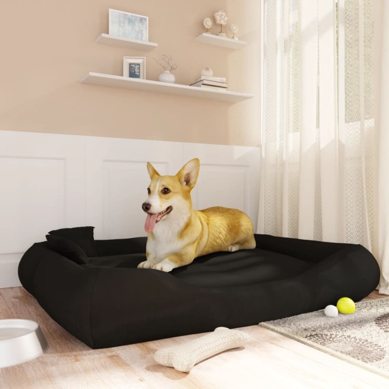 Cuccia per Cani con Cuscini Neri 135x110x23cm in Tessuto Oxford