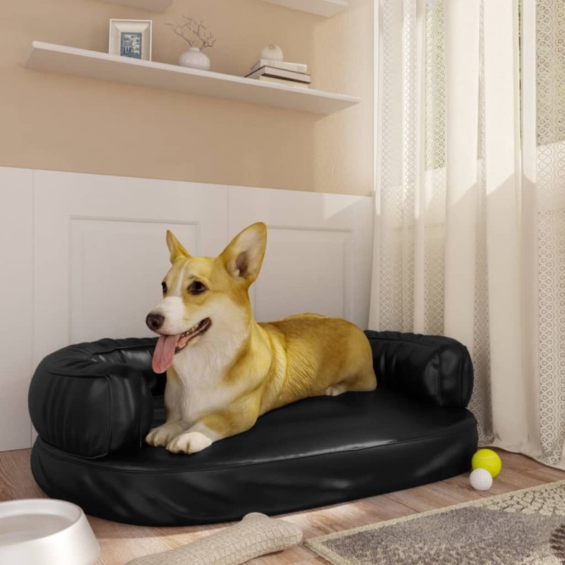 vidaXL Letto per Cani Ergonomico Gommapiuma Nero 75x53cm Similpelle