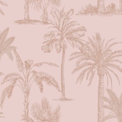 DUTCH WALLCOVERINGS Carta da Parati Alberi Tropicali Rosa