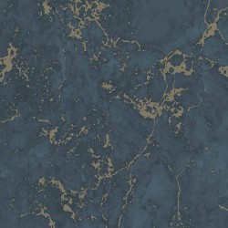 DUTCH WALLCOVERINGS Carta da Parati Motivo Marmo Blu e Oro