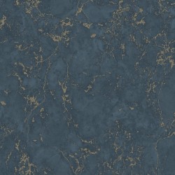 DUTCH WALLCOVERINGS Carta da Parati Motivo Marmo Blu e Oro