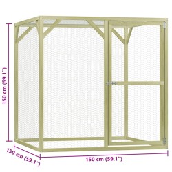 vidaXL Pollaio 1,5x1,5x1,5 m in Legno di Pino Impregnato e Acciaio