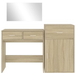 vidaXL Set da Toeletta 3 pz Rovere Sonoma in Legno Multistrato