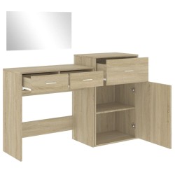 vidaXL Set da Toeletta 3 pz Rovere Sonoma in Legno Multistrato