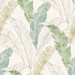 DUTCH WALLCOVERINGS Carta da Parati Foglie Tropicali Grigio e Verde