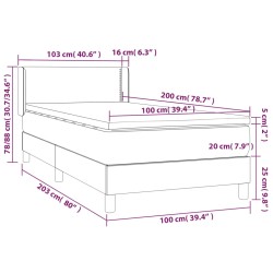 vidaXL Giroletto a Molle con Materasso Verde 100x200 cm in Tessuto