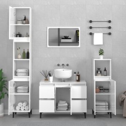 vidaXL Mobile Lavabo Bianco Lucido 80x33x60 cm in Legno Multistrato