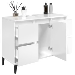 vidaXL Mobile Lavabo Bianco Lucido 80x33x60 cm in Legno Multistrato