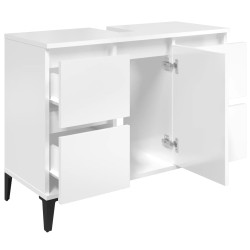 vidaXL Mobile Lavabo Bianco Lucido 80x33x60 cm in Legno Multistrato