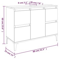 vidaXL Mobile Lavabo Bianco Lucido 80x33x60 cm in Legno Multistrato