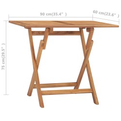 vidaXL Tavolo da Giardino Pieghevole 90x60x75 cm in Massello di Teak