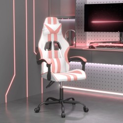 vidaXL Sedia da Gaming Girevole Bianco e Rosa in Similpelle