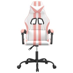 vidaXL Sedia da Gaming Girevole Bianco e Rosa in Similpelle