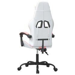 vidaXL Sedia da Gaming Girevole Bianco e Rosa in Similpelle