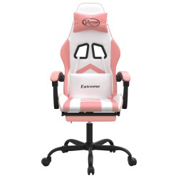 vidaXL Sedia da Gaming Girevole Poggiapiedi Bianca e Rosa Similpelle