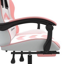 vidaXL Sedia da Gaming Girevole Poggiapiedi Bianca e Rosa Similpelle