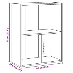 vidaXL Libreria 2 Ripiani Grigio Cemento 60x30x76,5 Legno Multistrato