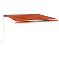 vidaXL Tenda da Sole Retrattile Manuale LED 450x350 cm Arancio Marrone