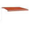 vidaXL Tenda da Sole Retrattile Manuale LED 450x350 cm Arancio Marrone